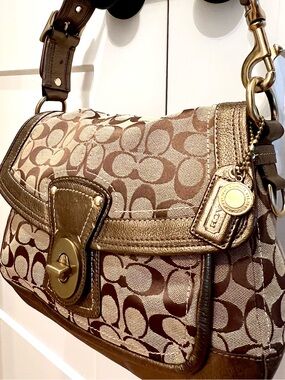 Coach 65th Anniversary 
Signature Jacquard Shoulder Bag with Gold Hardware